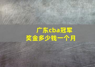 广东cba冠军奖金多少钱一个月