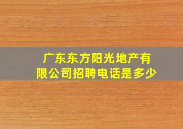 广东东方阳光地产有限公司招聘电话是多少