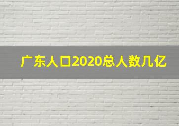 广东人口2020总人数几亿