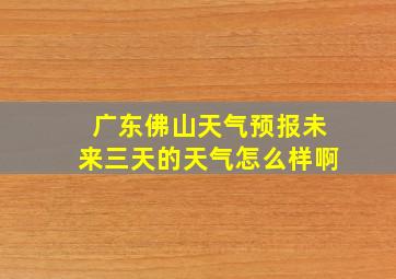 广东佛山天气预报未来三天的天气怎么样啊