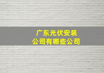 广东光伏安装公司有哪些公司