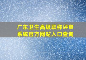 广东卫生高级职称评审系统官方网站入口查询