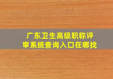 广东卫生高级职称评审系统查询入口在哪找