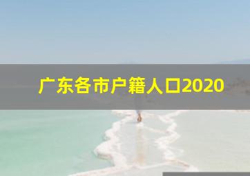 广东各市户籍人口2020