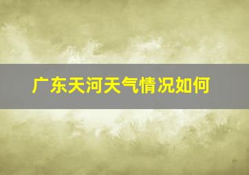 广东天河天气情况如何