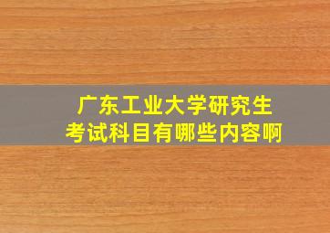 广东工业大学研究生考试科目有哪些内容啊