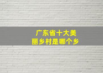 广东省十大美丽乡村是哪个乡