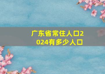 广东省常住人口2024有多少人口