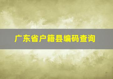 广东省户籍县编码查询