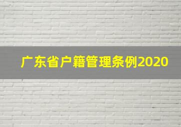 广东省户籍管理条例2020