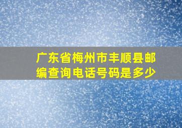 广东省梅州市丰顺县邮编查询电话号码是多少