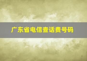 广东省电信查话费号码