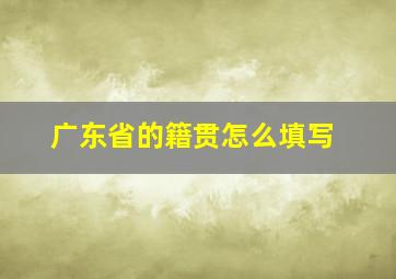 广东省的籍贯怎么填写