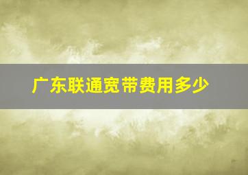 广东联通宽带费用多少