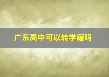 广东高中可以转学籍吗