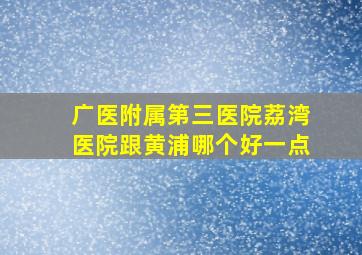 广医附属第三医院荔湾医院跟黄浦哪个好一点