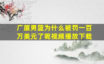 广厦男篮为什么被罚一百万美元了呢视频播放下载