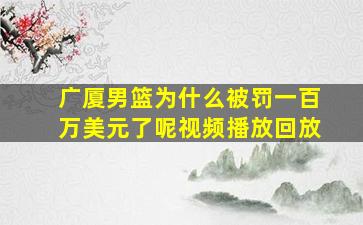 广厦男篮为什么被罚一百万美元了呢视频播放回放