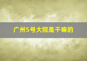 广州5号大院是干嘛的