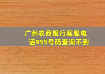 广州农商银行客服电话955号码查询不到