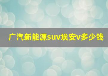 广汽新能源suv埃安v多少钱