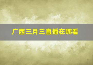 广西三月三直播在哪看