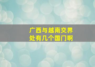 广西与越南交界处有几个国门啊