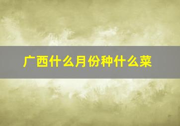 广西什么月份种什么菜