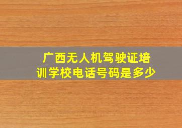 广西无人机驾驶证培训学校电话号码是多少