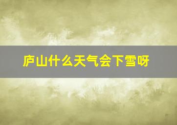 庐山什么天气会下雪呀