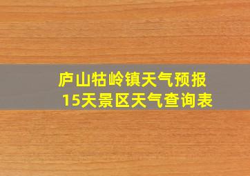 庐山牯岭镇天气预报15天景区天气查询表