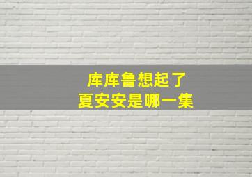 库库鲁想起了夏安安是哪一集