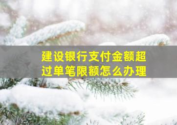 建设银行支付金额超过单笔限额怎么办理