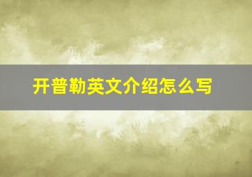 开普勒英文介绍怎么写