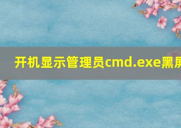 开机显示管理员cmd.exe黑屏