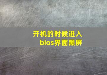 开机的时候进入bios界面黑屏