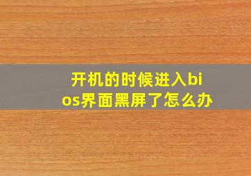 开机的时候进入bios界面黑屏了怎么办