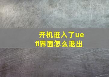 开机进入了uefi界面怎么退出