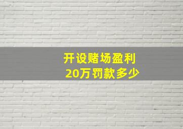 开设赌场盈利20万罚款多少