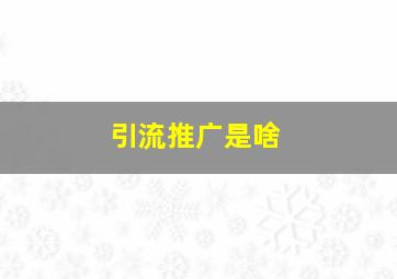 引流推广是啥