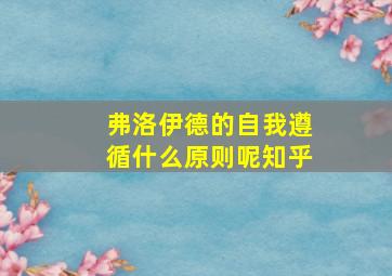 弗洛伊德的自我遵循什么原则呢知乎