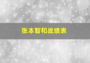 张本智和战绩表