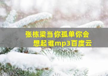 张栋梁当你孤单你会想起谁mp3百度云