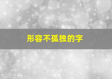 形容不孤独的字