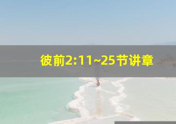 彼前2:11~25节讲章