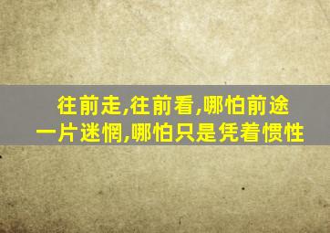 往前走,往前看,哪怕前途一片迷惘,哪怕只是凭着惯性