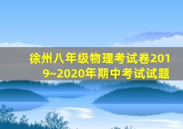 徐州八年级物理考试卷2019~2020年期中考试试题