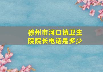 徐州市河口镇卫生院院长电话是多少