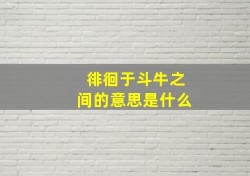 徘徊于斗牛之间的意思是什么