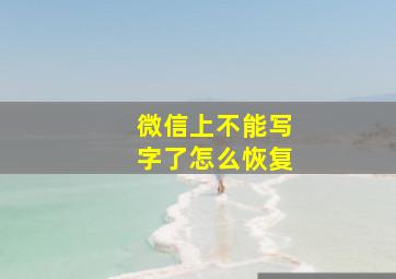 微信上不能写字了怎么恢复